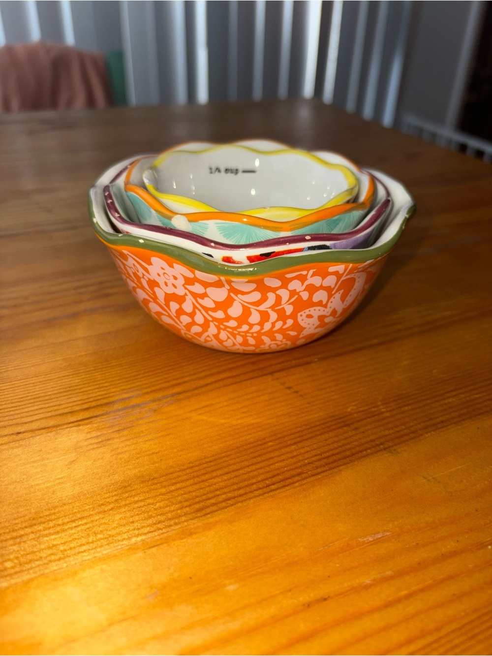 The Pioneer Woman Orange Floral Ceramic Nesting Bowls